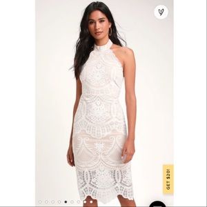Celebrate Life White Lace Halter Midi Dress